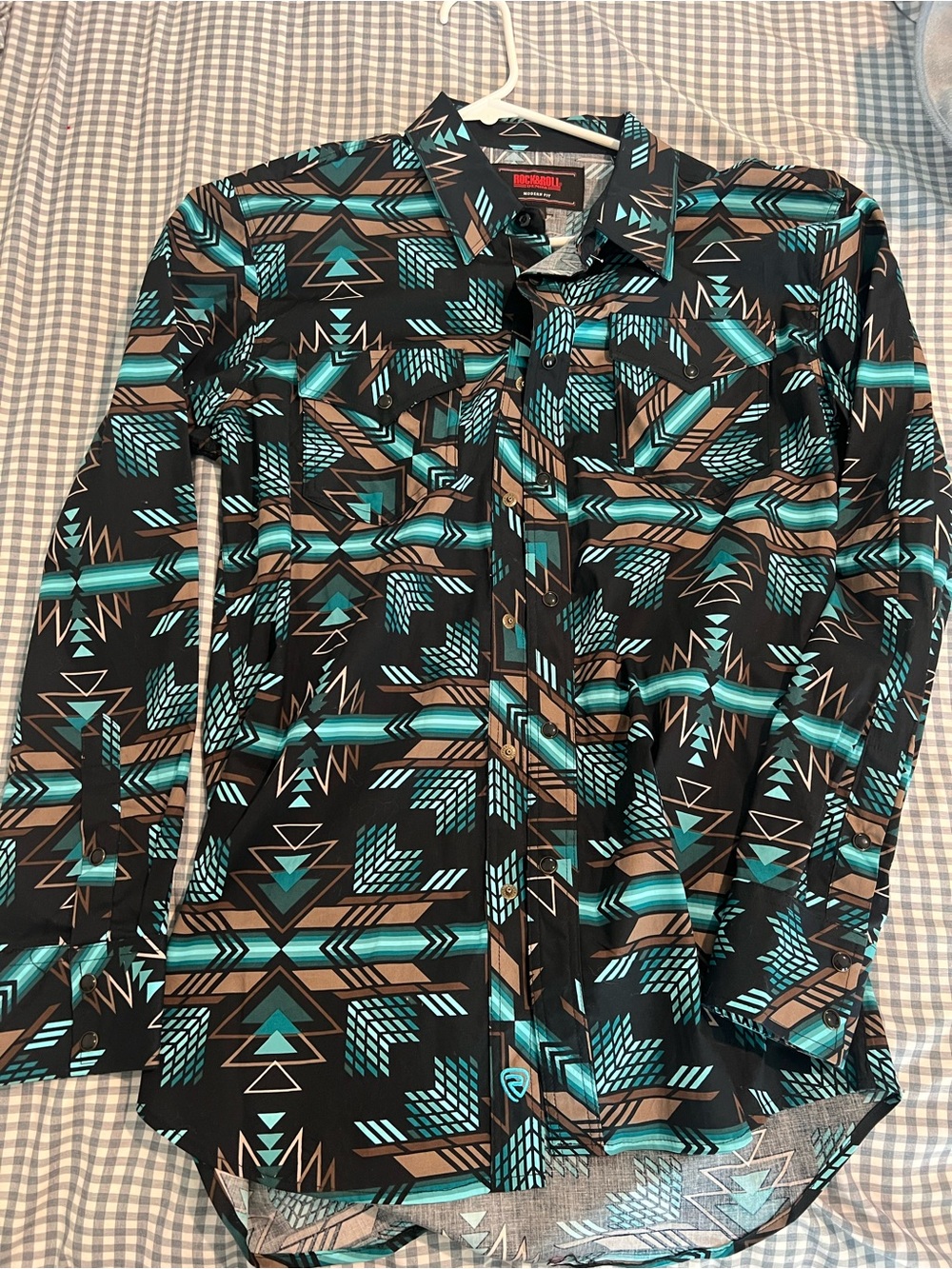 Rock and roll denim western pearl snap